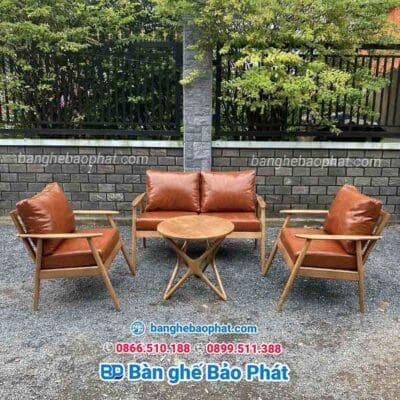 Sofa cafe gỗ nệm chân tròn SFCFBP003