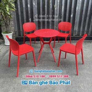 Ghế nhựa cafe pony màu đỏ