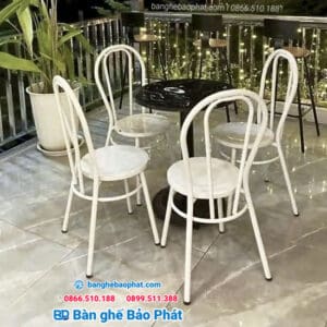 Bàn ghế sắt thonet quán cà phê BGSBP014 8 Ghế sắt quán cà phê ngoài trời ghế sắt thonet