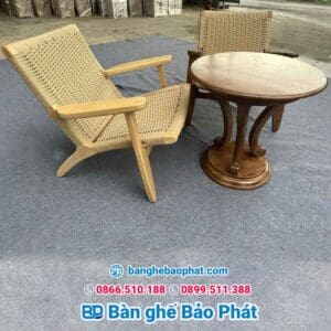 Ghế CH25 khung gỗ Ash đan cói SFCFBP013 10 bàn ghế cafe gỗ CH25