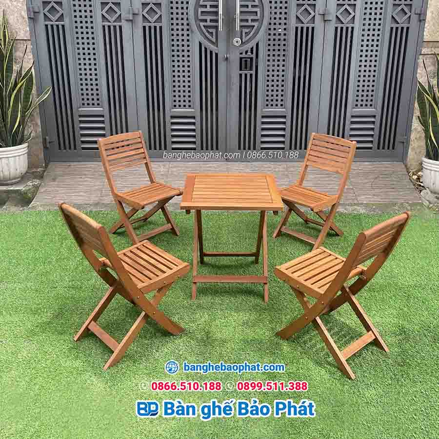 Bàn ghế cafe mini gỗ