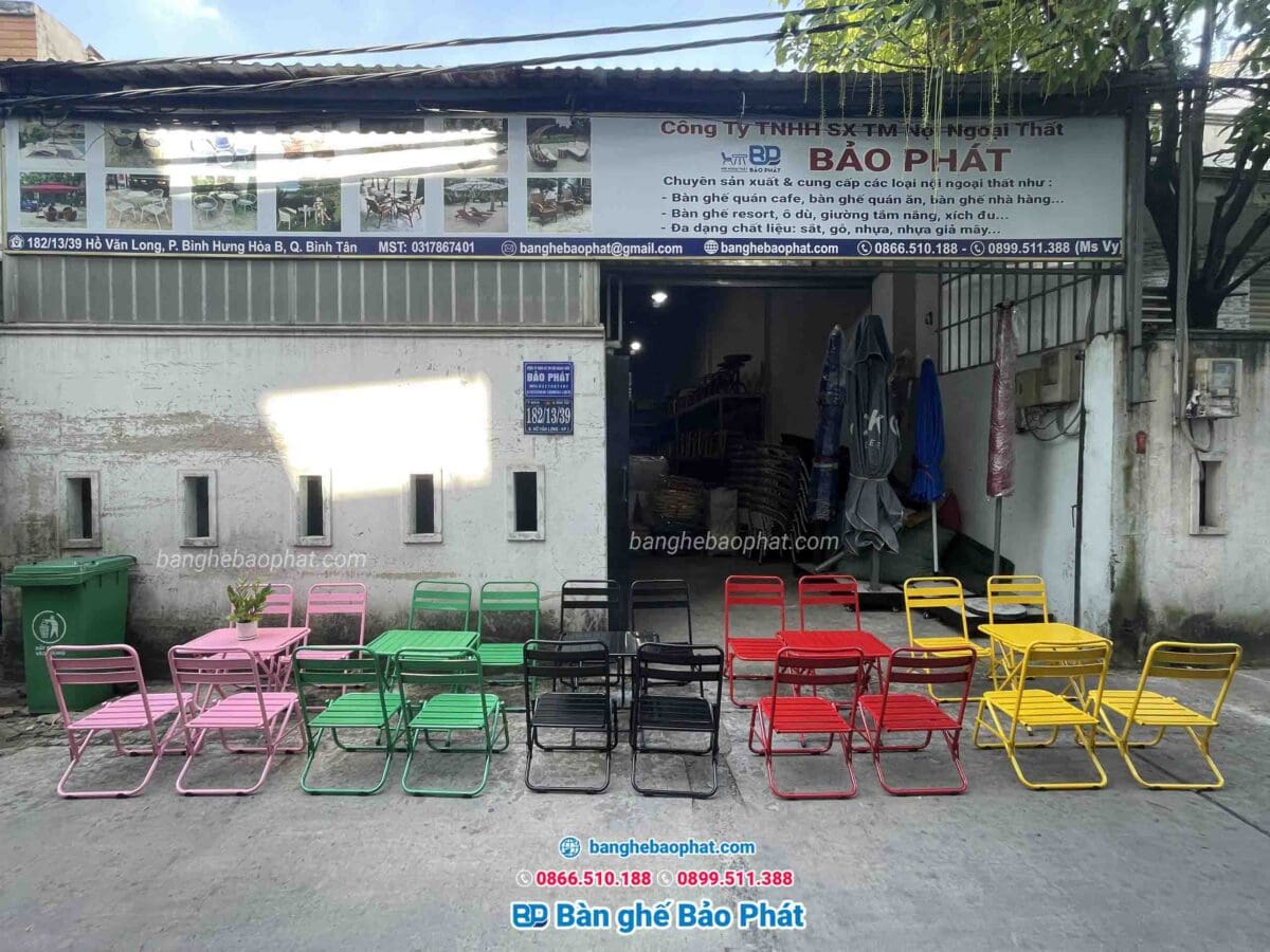 bàn ghế cafe mini sắt nhiều màu lựa chọn