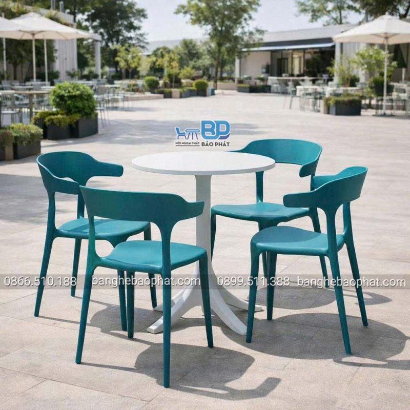 Bàn ghế nhựa 3001 màu xanh