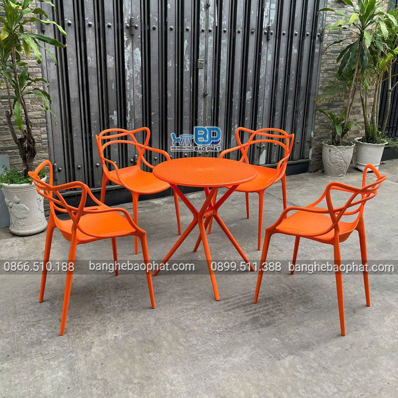 Bàn ghế nhựa 3008 màu cam