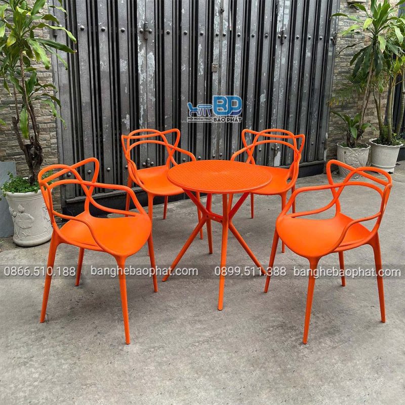 Bàn ghế nhựa 3008 màu cam