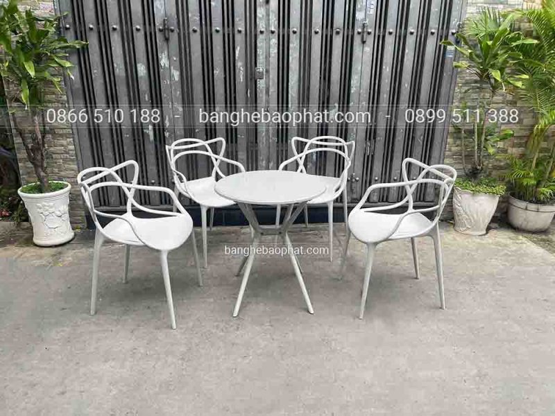 Bàn ghế nhựa 3008 màu xám