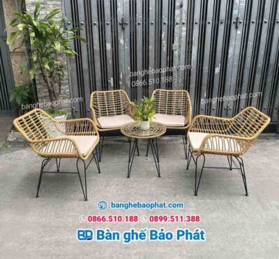 Bàn ghế nhựa giả mây BGNGMCCBP042 cao cấp đẹp