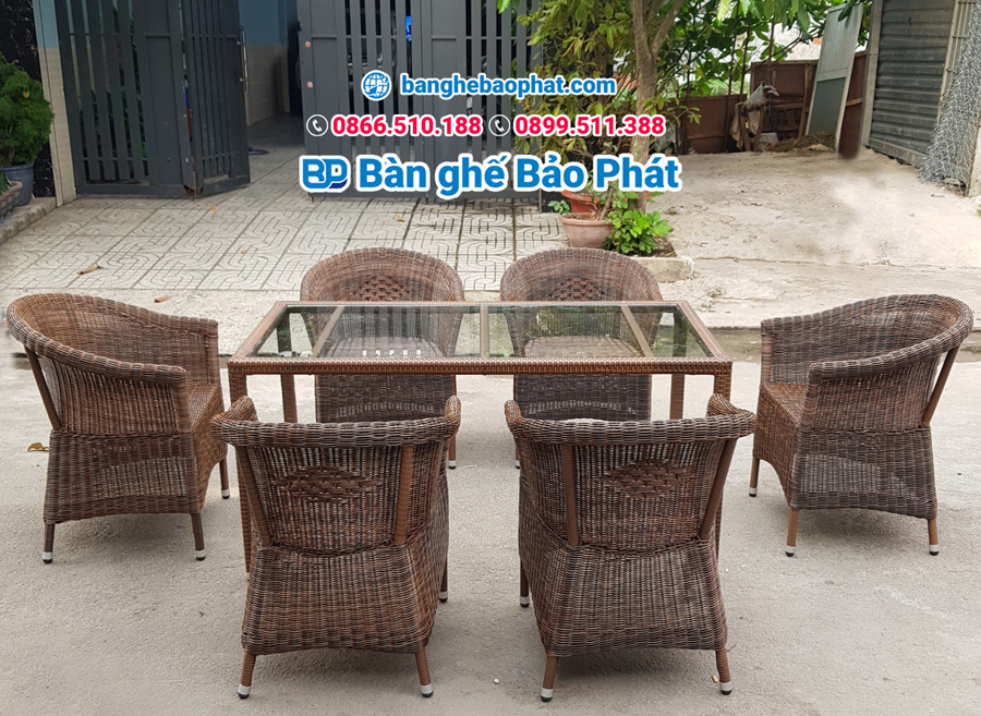 Bàn ghế nhựa giả mây ngoài trời