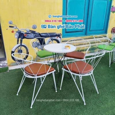 Bàn ghế sắt quán cà phê ghế sắt chữ Z