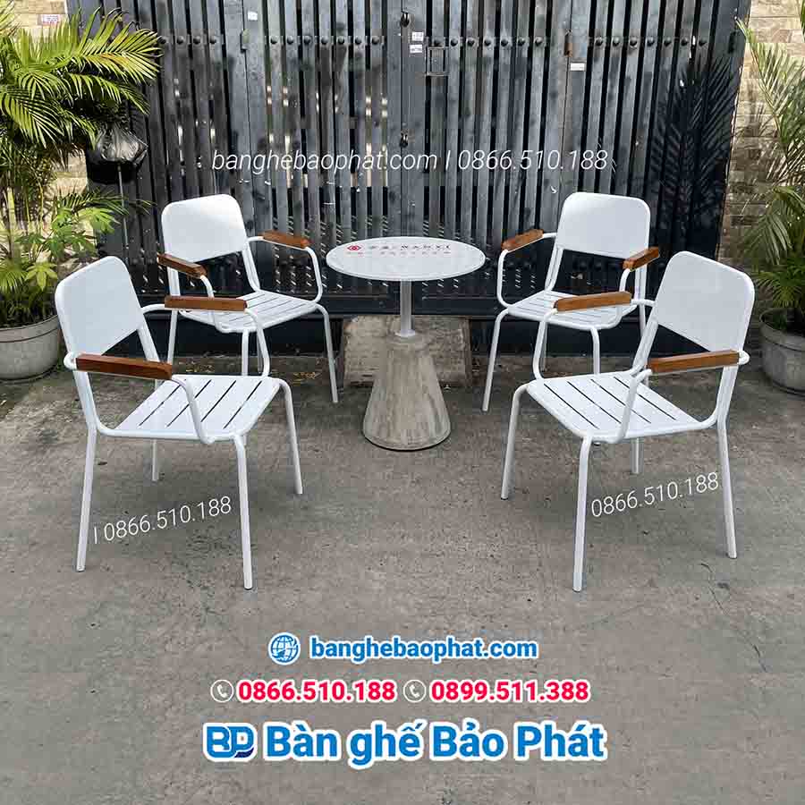 Bộ bàn ghế sắt quán cà phê ngoài trời BGSBP021