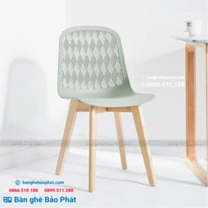 Ghế nhựa 3003B 10 Ghế cafe nhựa chân gỗ