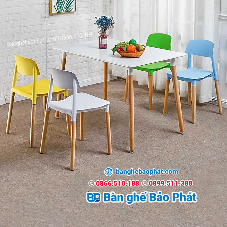Ghế nhựa chân gỗ 3022 phù hợp với nhiều không gian nội thất