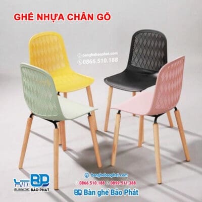 Ghế nhựa chân gỗ