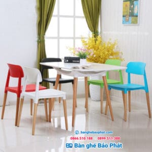 Ghế nhựa chân gỗ 3022 8 Ghế nhựa chân gỗ 3022