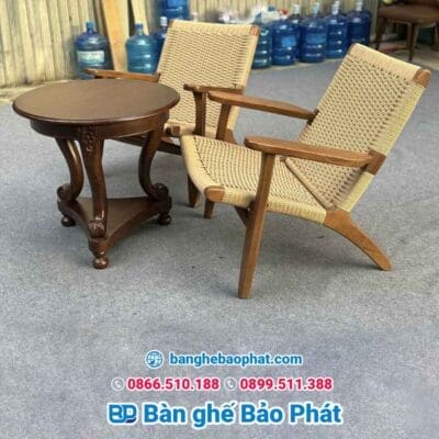 Sofa CH25 khung gỗ Ash đan cói
