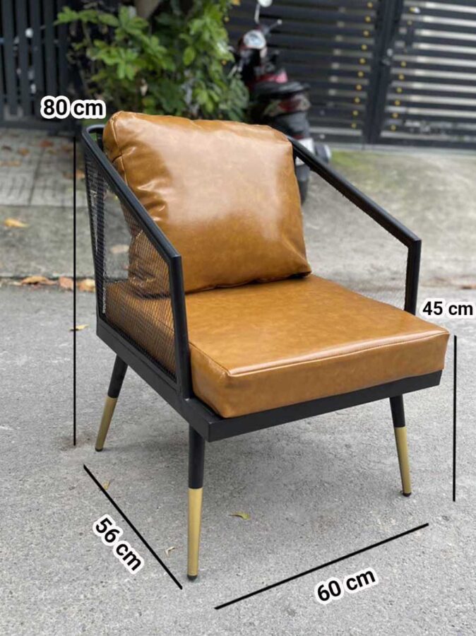 Kích thước của ghế sofa sắt nệm quán cafe SFCFBP026