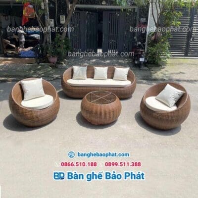 bàn ghế nhựa giả mây phòng khách BP002