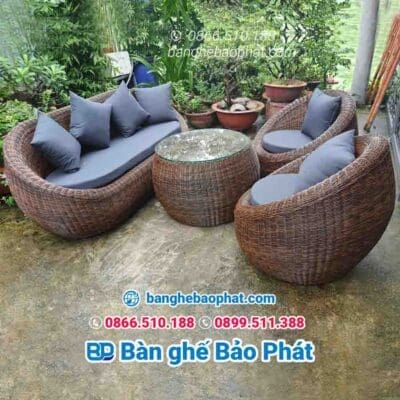 bàn ghế nhựa giả mây phòng khách Bảo Phát BGNGMPKBP003