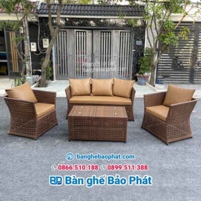 Bàn ghế nhựa giả mây phòng khách BGNGMPKBP005