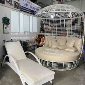 Giường tắm nắng nhựa giả mây GTNNGMBP010 9 Giường tắm nắng nhựa giả mây đẹp