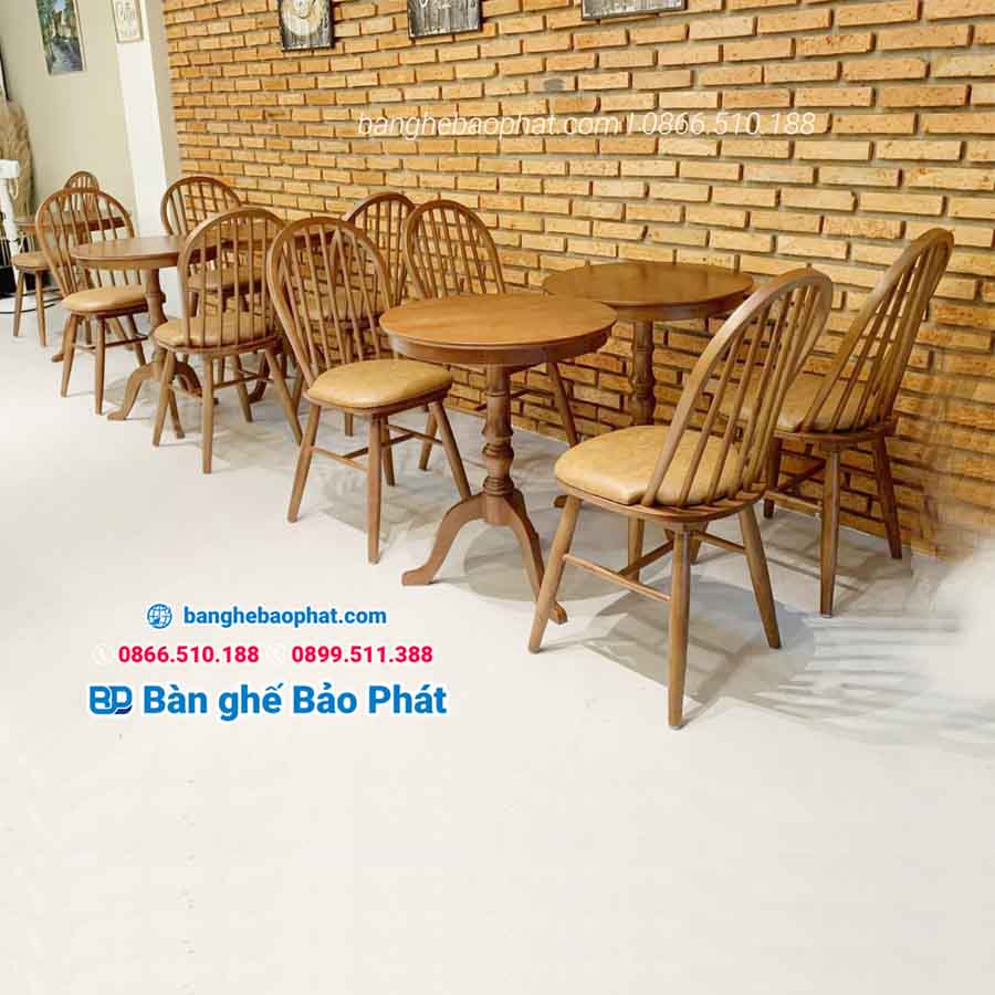 Bàn ghế quán cafe hiện đại gỗ nệm