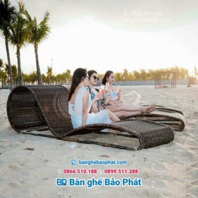 Giường tắm nắng nhựa giả mây GTNNGMBP015