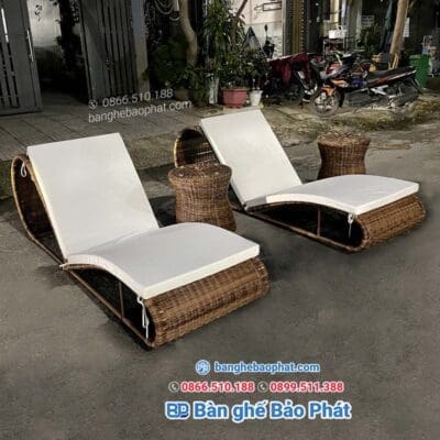 Giường tắm nắng nhựa giả mây GTNNGMBP015