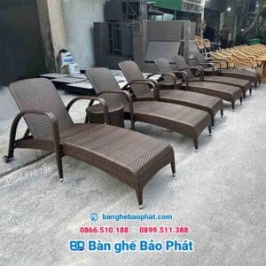 Giường tắm nắng nhựa giả mây GTNNGMBP011