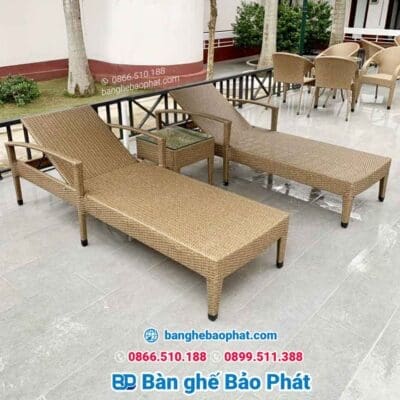 Giường tắm nắng nhựa giả mây GTNNGMBP012