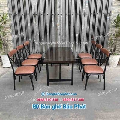 Bàn ghế quán ăn sắt nệm BGQABP001