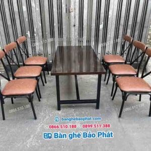 Bàn ghế quán ăn sắt nệm BGQABP001 10 Bàn ghế quán ăn sắt nệm BGQABP001