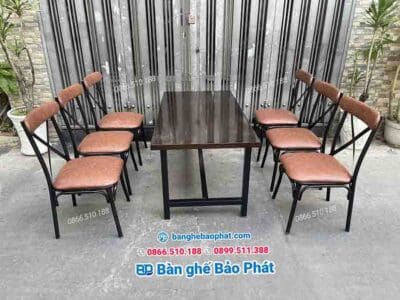 Bàn ghế quán ăn sắt nệm BGQABP001