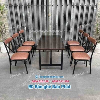 Bàn ghế quán ăn sắt nệm BGQABP001