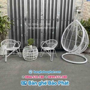 Xích đu sân thượng nhựa giả mây XĐĐBP009 7 Xích đu sân thượng nhựa giả mây