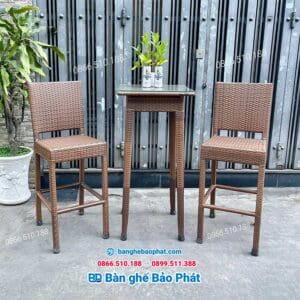 Bàn ghế bar nhựa giả mây BGBNGMBP002