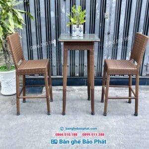 Bàn ghế bar nhựa giả mây BGBNGMBP002