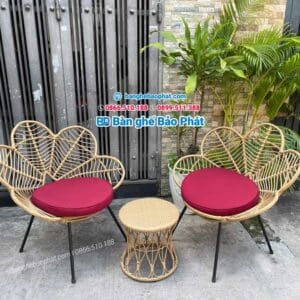 Bàn ghế nhựa giả mây ban công cánh hoa 10 Bàn ghế nhựa giả mây ban công cánh hoa