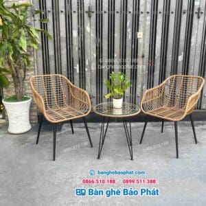 Bàn ghế nhựa giả mây ban công bgbcbp008