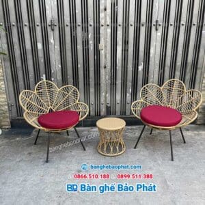 Bàn ghế nhựa giả mây ban công cánh hoa 11 Bàn ghế nhựa giả mây ban công cánh hoa