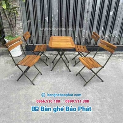 Bàn ghế cafe ngoài trời xếp gọn mini