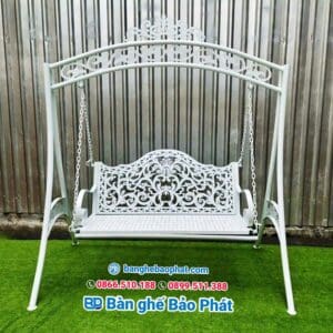 Xích đu sắt nghệ thuật XĐSBP001 10 Xích đu sắt nghệ thuật màu trắng