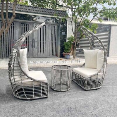 Ghế hồ bơi nhựa giả mây mái vòm GHBBP008