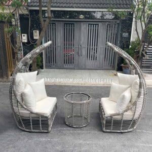 Ghế hồ bơi nhựa giả mây mái vòm GHBBP008