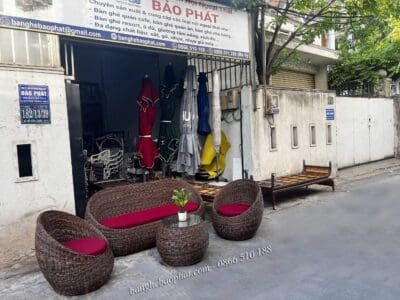 Sofa nhựa giả mây trứng dây tròn