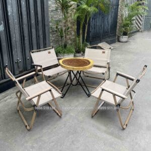 Bàn ghế cafe camping bàn me tây 6 Bàn ghế cafe camping bàn me tây