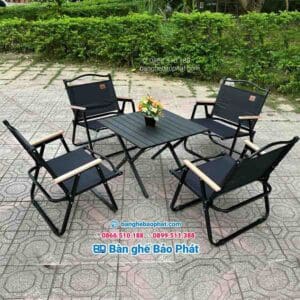 Bàn ghế cafe camping nhập khẩu 10 bàn ghế cafe camping màu đen