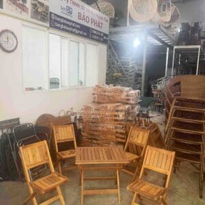 Bàn ghế cafe gỗ xếp thấp 8 Bàn ghế cafe gỗ xếp thấp giá rẻ