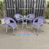 Bàn ghế cafe nhựa giả mây ghế đĩa lưng thấp màu trắng tím 12 Bàn Ghế Cafe Nhựa Giả Mây Ghế Đĩa Lưng Thấp Màu Trắng Tím