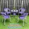 Bàn ghế cafe tím trắng nhựa giả mây