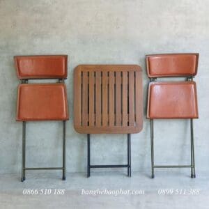 bàn ghế fansipang patio nệm da xếp gọn